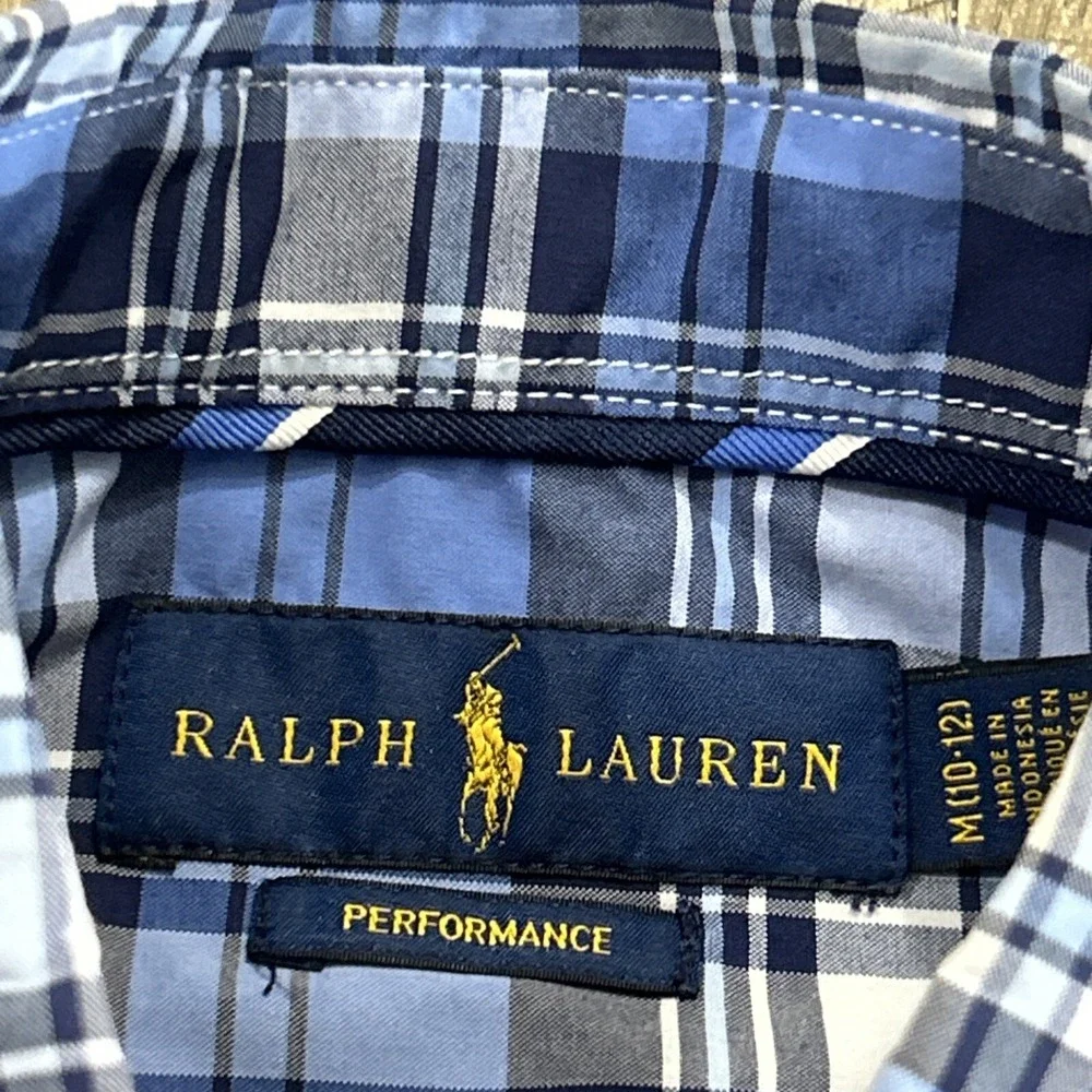Boys RALPH LAUREN Performance Button‎ Front L/S Shirts Casual Med 10/12